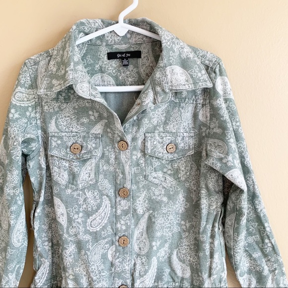 Sage green girls long sleeve dress print paisley floral print size 5 RELISTED - Picture 2 of 8